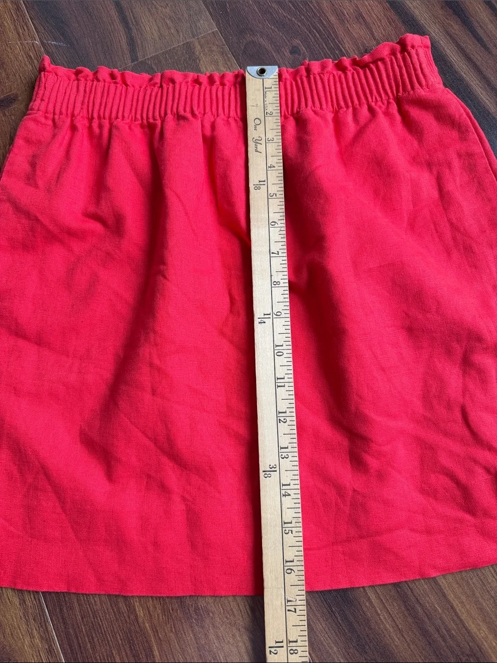 J Crew Linen Cotton Lined Mini Skirt Pockets Pull on Waistband Coral 4